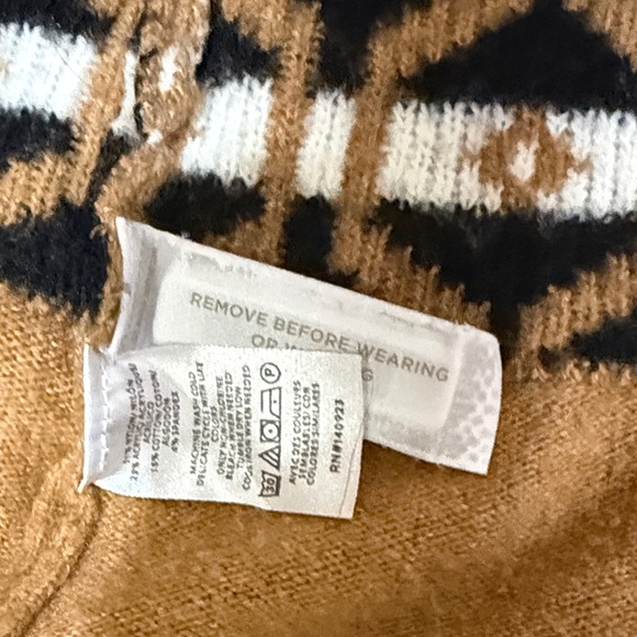 LOFT Camel and White Geometric Open-Front Cardigan - Picture 5 of 6